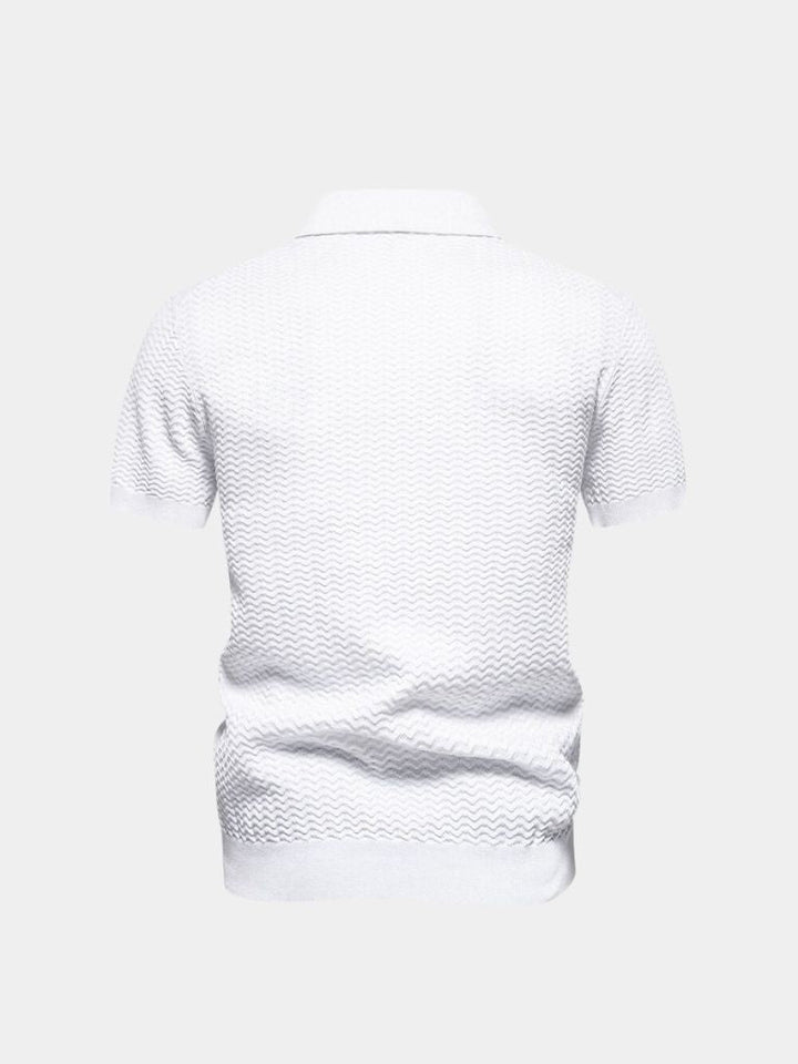 Classic Fitted Polo with Zip Collar and Short Sleeves - Palm Beach Boutique