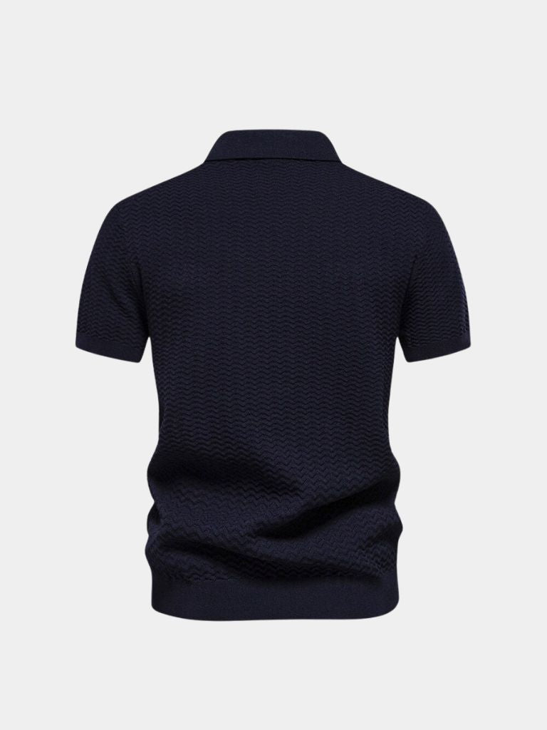 Classic Fitted Polo with Zip Collar and Short Sleeves - Palm Beach Boutique