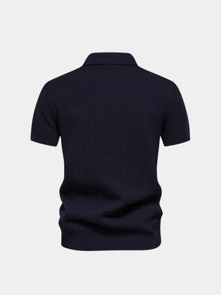 Classic Fitted Polo with Zip Collar and Short Sleeves - Palm Beach Boutique