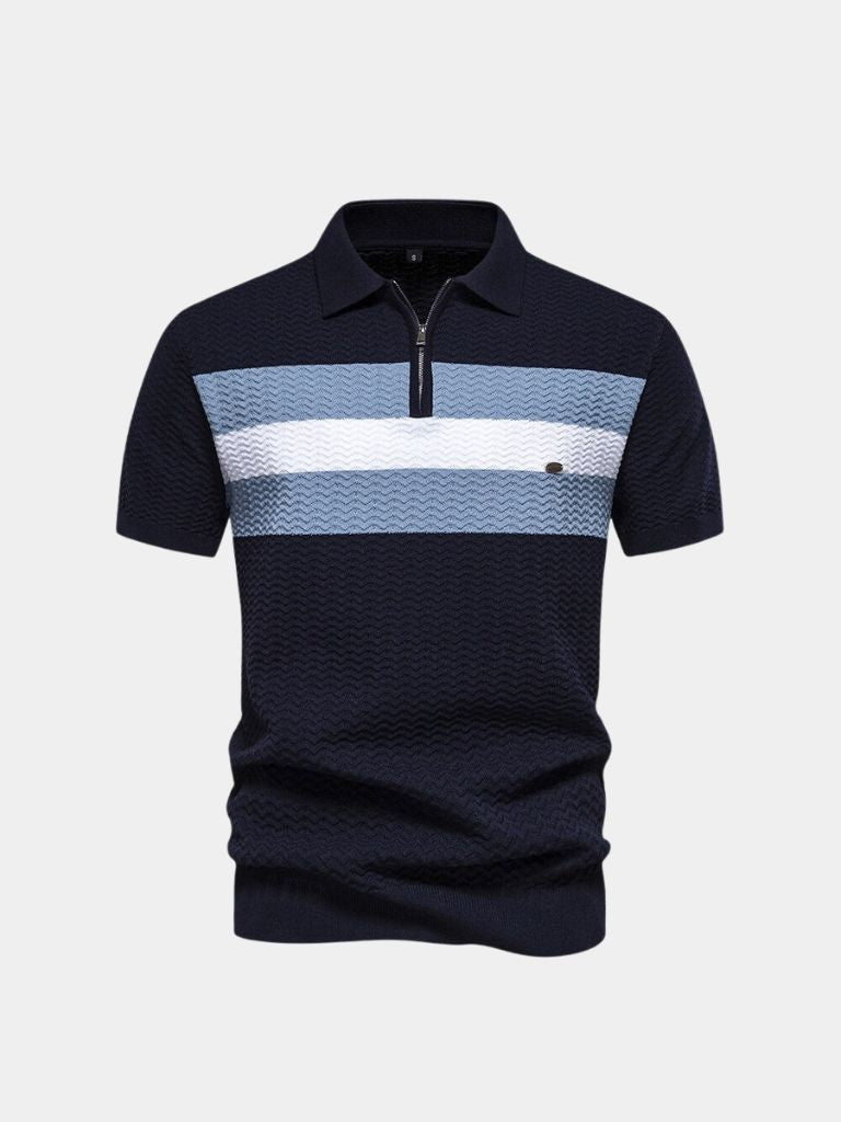 Classic Fitted Polo with Zip Collar and Short Sleeves - Palm Beach Boutique