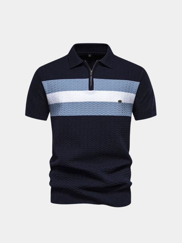Classic Fitted Polo with Zip Collar and Short Sleeves - Palm Beach Boutique