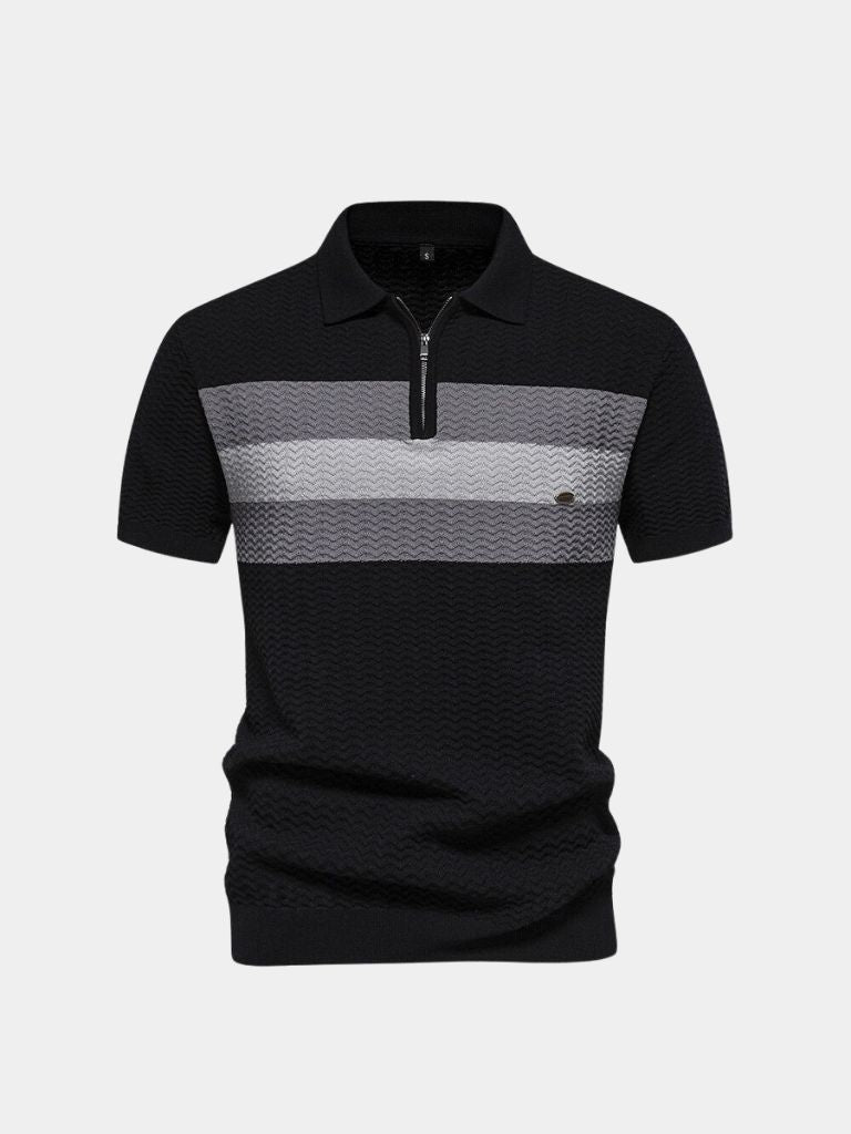 Classic Fitted Polo with Zip Collar and Short Sleeves - Palm Beach Boutique