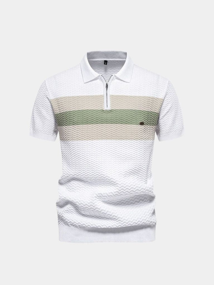 Classic Fitted Polo with Zip Collar and Short Sleeves - Palm Beach Boutique